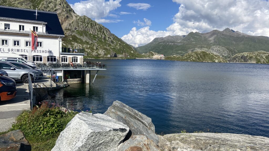 grimsel pass lake and restaurant