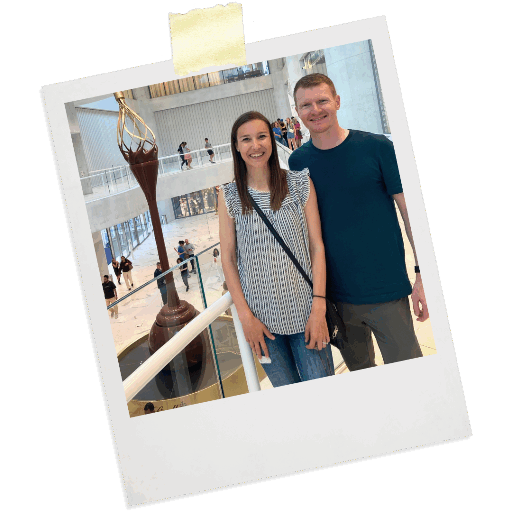 jana and brett at lindt home of chocolate selfie in zurich switzerland