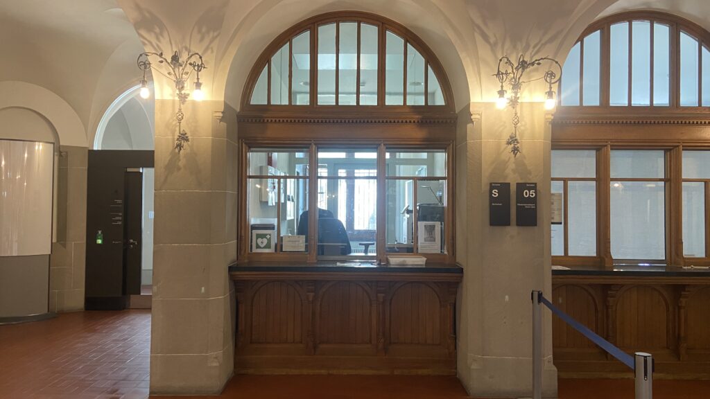 Stadthaus window for archaeological keys zurich