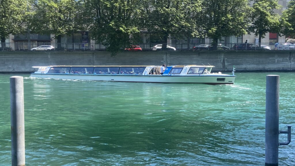 limmat boat in river zurich