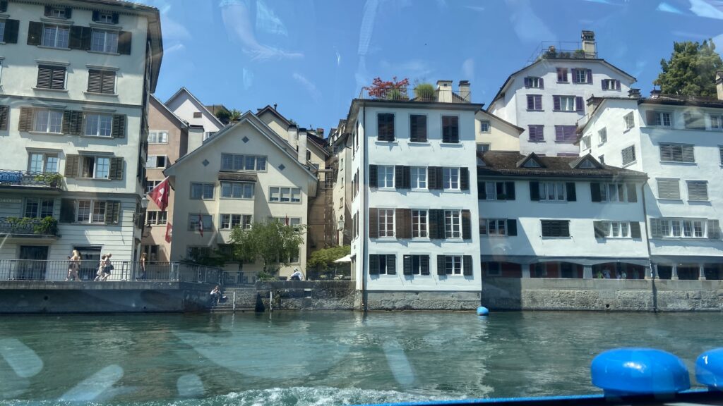 limmat river boat cruise view of zurich schipfe