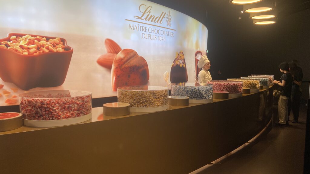 lindt home of chocolate museum in switzerland tasting line