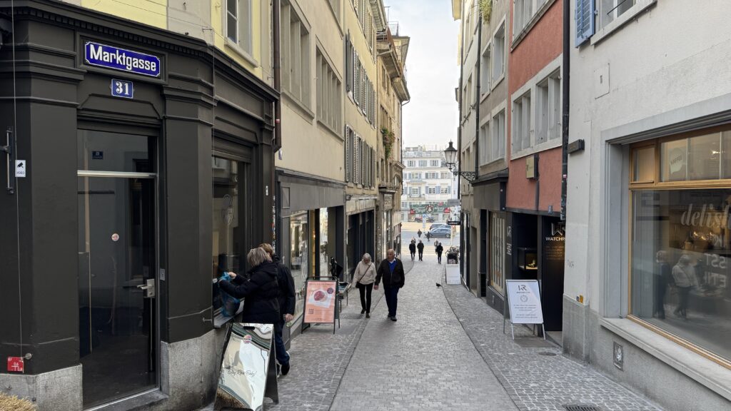 street in niederdorf neighborhood of zurich