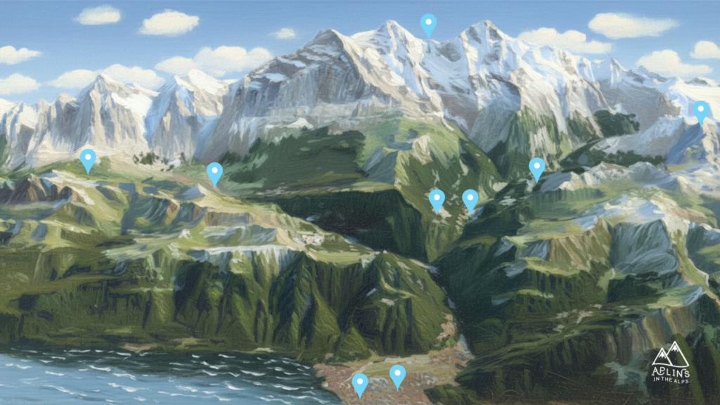 Jungfrau Region painting with pins by aplins in the alps
