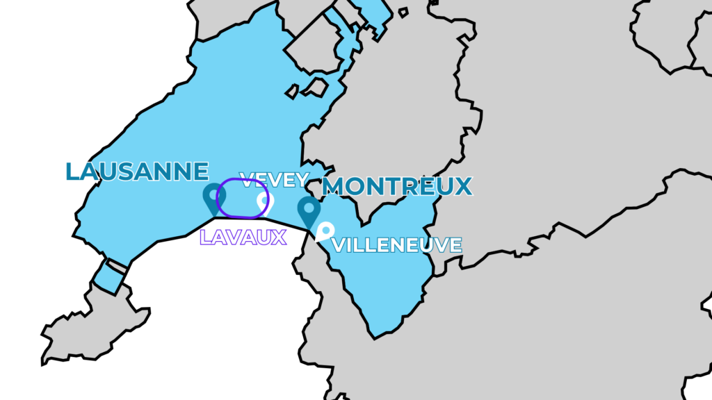 Swiss Riviera map of montreux Vevey Villeneuve Lavaux