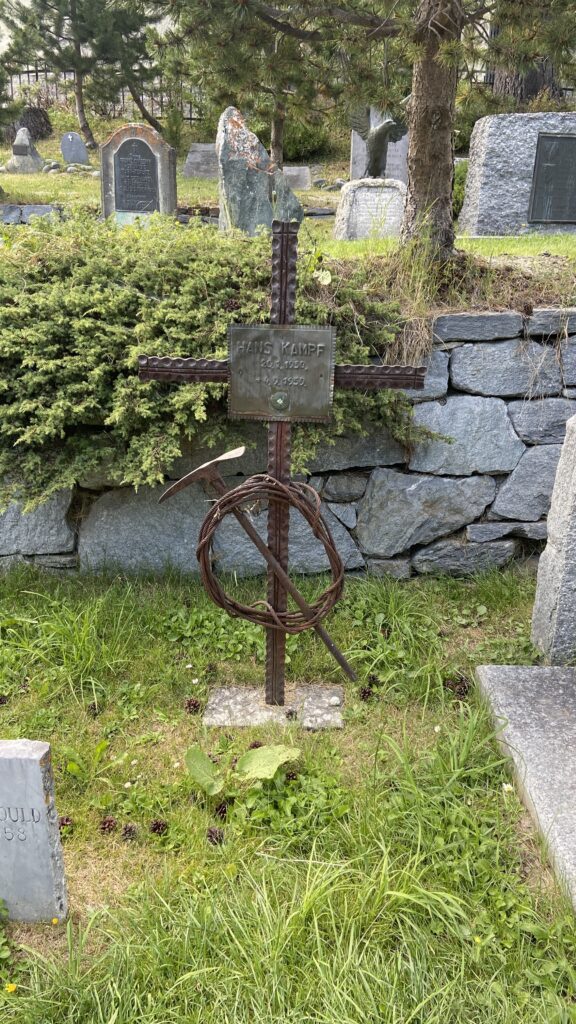 grave with climbing gear in zermatt switzerland hikers cemetary