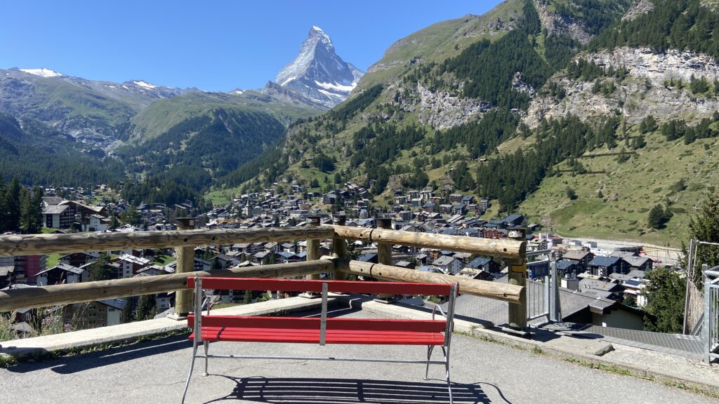 zermatt switzerland best view of the matterhorn with bench