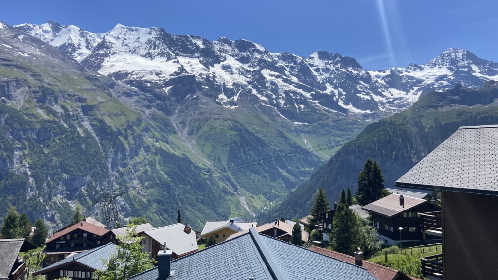 view of the swiss alps from murren switzerland