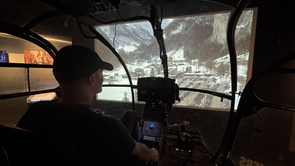 brett james bond spy world schilthorn helicopter simulator